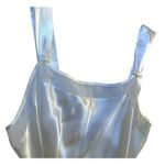 Womens medium White Satin Coquette Mini Slip Dress Pink Embroidered Flowers​ Photo 8