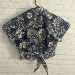 Adam Lippes  front tie button down floral cropped top USA size XS mother of pearl Photo 7