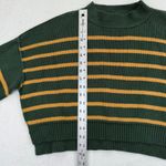 Free People  Striped Cropped Sweater‎ Women XS Mock Neck Green Knit Pullover Photo 3