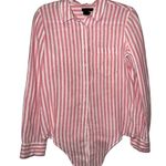 J.Crew pink and white striped button up shirt! Photo 2
