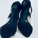 BCBGeneration Heels Womens 8M Mavel X Snakeskin Black Fabric Back Zip Stiletto Photo 10