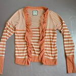 Poof Girl Women's Striped Ruffle Open Front Cardigan Sweater Orange S Photo 0