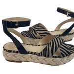 Vince Camuto * Delindan Espadrille Sandal Womens Size 8 Black Zebra Ankle Strap Photo 7