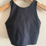 Athleta Black On Black Animal Print Conscious Crop Tank Sport Bra Embossed XS Photo 0