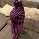 Ralph Lauren LAUREN Fuchsia & Navy Blue Striped Turtleneck Sweater Size Medium Photo 2