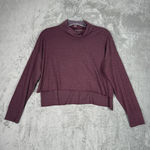 American Eagle  Shirt Womens Medium Pink Mock Neck Waffle Knit Cropped Streetwear Photo 1