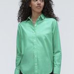 Everlane NWT  The Silky Cotton Relaxed Shirt Striped Green Size 00 NEW Photo 0