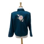 Alex Kim Shirt Jacket Sz PL Blue Floral Embroidered Artsy Boho Western Whimsy Size L Photo 6