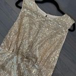 Modern Metallic Gold Sequin Mermaid Sleeveless Evening Long Dress Size M Photo 10