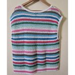 Talbots  Striped Knit Tank Top Sleeveless‎ Crochet Colorful Casual Summer Large Photo 3