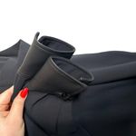 Vince Collared Long Sleeve Relaxed Shirt Dress Faux Leather Trim Black Small Photo 8