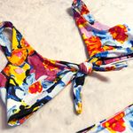 SheIn NWT Watercolor Floral High Waist Cheeky Knot Tie Front Bikini 2 Piece Size Small Photo 6
