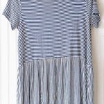 Tres Bien Navy and White striped peplum top Photo 0