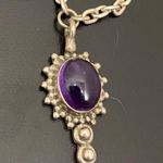 Vintage Handcrafted 925 Sterling Silver Amethyst Cabochon Pendant 18” Necklace Purple Photo 7