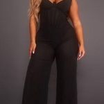 Pretty Little Thing Shape Black Woven Corset Sheer Sexy Mesh Jumpsuit Photo 0