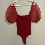 ASTR The Label Darling wine red puff sleeve bodysuit women’s size small Photo 3