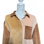 American Eagle Corduroy Patchwork Button Down Shirt Women's Small Fall Indie Photo 0