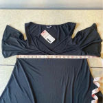 Zeagoo Stretchy Women’s Black Cold Shoulder Criss Cross Straps‎ Flowing Shirt XL to 1X Photo 6