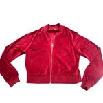 Guess Y2K RED VELOUR LOGO VINTAGE  ZIP UP‎ TRACK JACKET SMALL/MEDIUM Photo 3