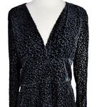 The Kooples  Velvet Dress Flocked Leopard Long Sleeve Black V-Neck Buttons Large Photo 8