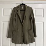 Free People French Terry Knit Blazer Jacket Coat Size Medium Olive Green Photo 1