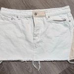 We The Free  People Two Toned Patched Up White Cream Raw Hem Denim Skirt 29 Photo 0