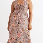 Madewell Lace-Up Ruffle-Hem Midi Dress in Bali Blooms Size 0 Photo 0