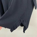 Garnet Hill Garnet‎ Hill Oversized Organic Cotton Relaxed Blouse Ruffle Slits Black Size S Photo 4