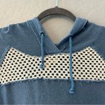 We The Free  blue crochet knit hooded sweatshirt size medium Photo 2