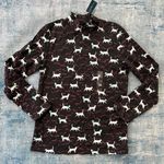 Karen Scott Black White Pink Kitty Cat Ribbon Print Mock Neck Top Medium Photo 2