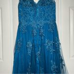 La Femme • Gown Formal Dress • Tulle Embroidered Rhinestones • Floral • Size 10 Photo 12