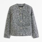 Abercrombie & Fitch Black and White Tweed with Gold Buttons Jacket Size M Photo 0