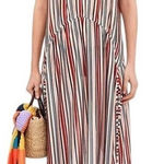 ZARA  TRF Sleeveless Striped Printed Multicolor w/ Side Slits Maxi Dress Size M Photo 0