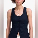 Madewell Womens Blue Linen Scoopneck Cutaway Vest Photo 0