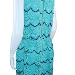 Luxology Womens 14 Blue Teal Crochet Lace Sleeveless Midi Dress Elastic Waist Photo 11