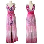 Stunning boutique mini dress with sheer maxi overlay Pink Photo 0