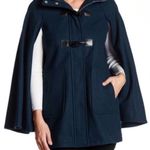 BCBGeneration BCBG Wool Blend Toggle Cape Coat Hooded Navy Sz Medium Photo 1