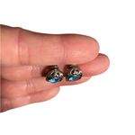 Brighton Vintage Y2K silver blue topaz stud earring ornate Filigree Heart design Photo 4
