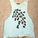 Wildfox Mint Blue Leopard Tank Top Small (Raw Edge Cut) Photo 0