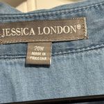 Jessica London  20W Plus Size Chambray Shirt Tunic 100% Cotton Hi-Low Button Up Photo 5