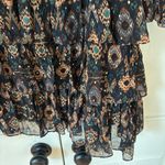Ulla Johnson Esma Mini Dress Onyx Ikat Size 2 Ruffle Silk Georgette Metallic S Photo 6