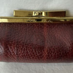 Pierre Cardin Vintage Mini Burgundy Leather Coin Purse with Gold Kiss-Lock Bow Photo 0