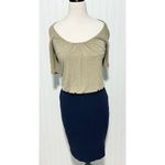 Boden Women's Scoop Neckline Sheath Dress Beige Navy Blue Two Photo 8