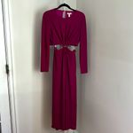 Monique Lhuillier ML by Elegant Purple Metallic Knit Long Sleeve Dress Size 10 Photo 4