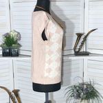 Vintage 80s 90s Knitted Cotton Top Diamond Pattern Pink Blouse Photo 2