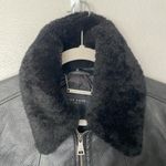 NWT Ted Baker Basile Shearling Collar Harrington Black Leather Jacket Size 3 Size M Photo 4