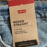 Levi's NWT Levi’s Wedgie Straight Blue Distressed Jean Raw Hem High Rise Size 12 Short Photo 6
