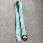 Sally Bags Tan/Blue Floral Fabric Belt Blue Photo 2
