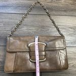 Banana Republic  Leather Shoulder Bag Clutch Purse Brown Gold Chain Magnetic Snap Photo 9