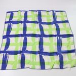 VTG 100% Silk Green Blue White Check Plaid Handkerchief Square‎ Scarf Retro Art Photo 2